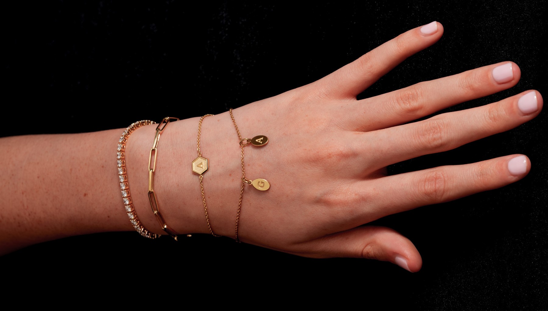 Hexagonal Initial Bracelet