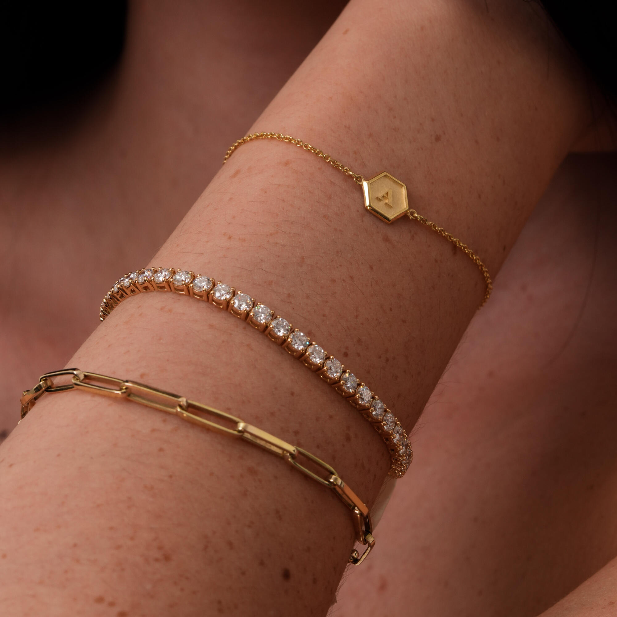 Hexagonal Initial Bracelet